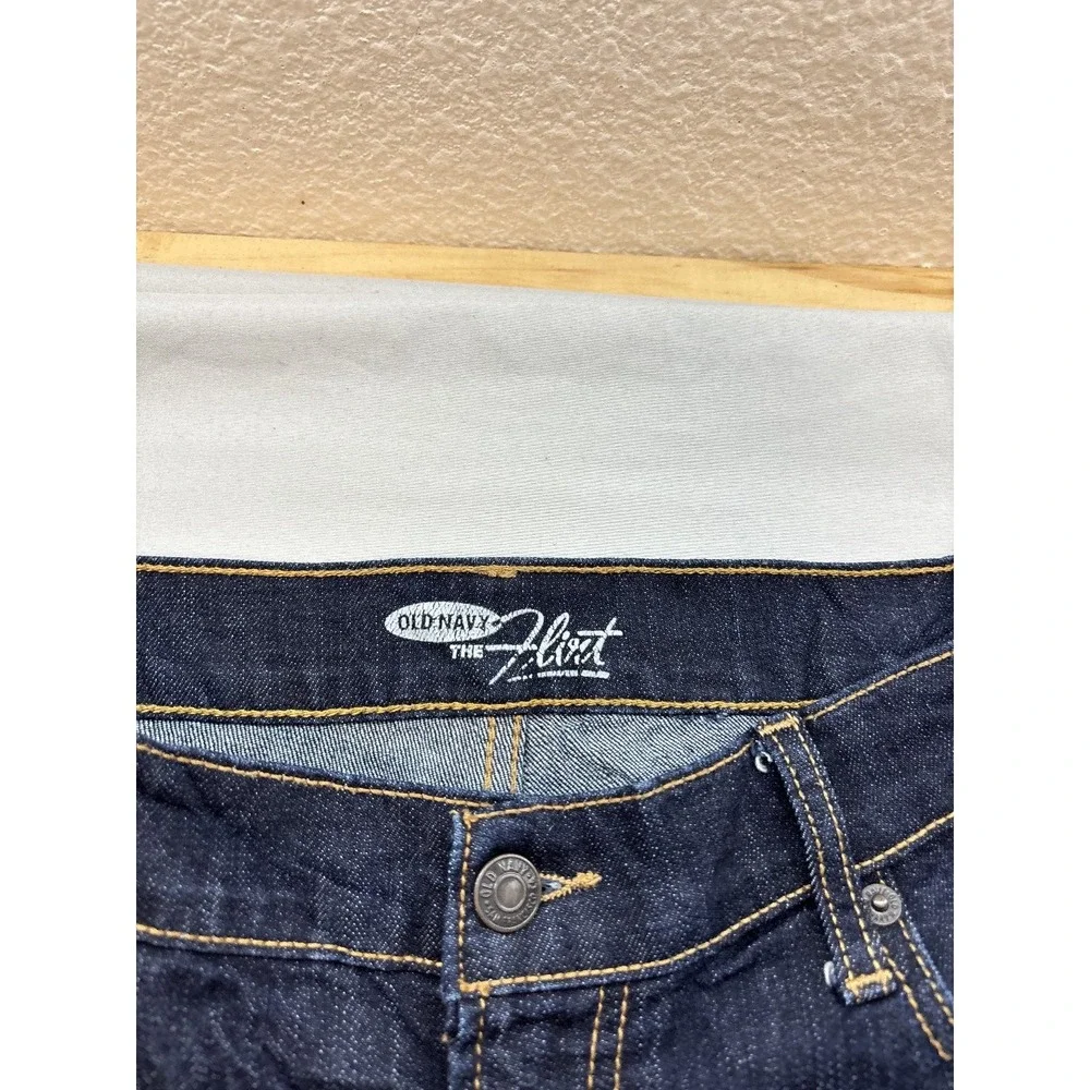 Old Navy The Flirt Women 10 Long Dark Wash Flare Bootcut Jeans Mid Rise Stretch